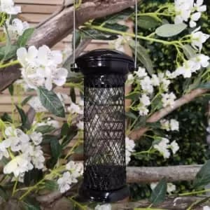 Heavy Duty Flick and Click Garden Wild Bird Hanging Black Metal Suet Pellet Feeder