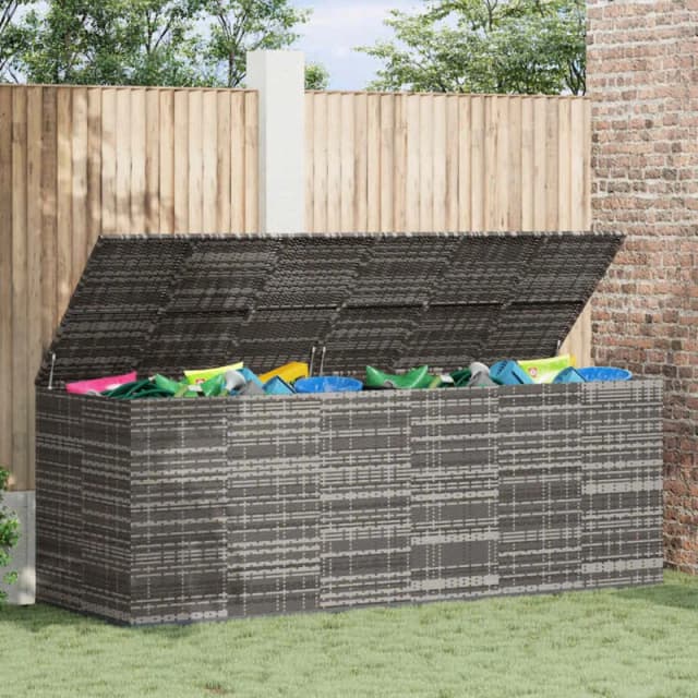 VIDAXL Garden Cushion Box PE Rattan 291x100.5x104cm Grey vidaXL 8720286669440
