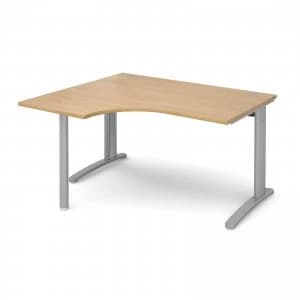 TR10 Left Hand Ergonomic Desk 1400mm - Silver Frame Oak Top