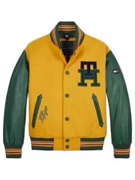 Tommy Hilfiger Boys Letterman Varsity Jacket - Bright Yellow, Bright Yellow, Size Age: 12 Years