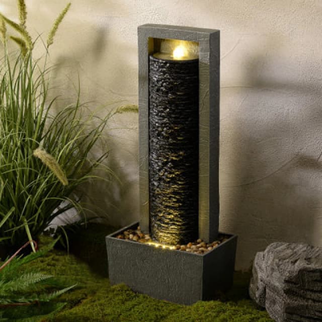 Teamson Home Outdoor 32'' Framed Column Water Fountain, Dark Gray, Grey FT0525DGR-UK