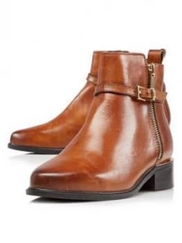 Dune London Pop Side Zip Ankle Boot Tan, Size 3, Women