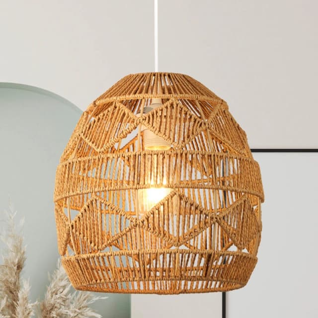 SO'HOME Diamond Woven Rattan Natural Easifit Ceiling Shade Brown ONE SIZE