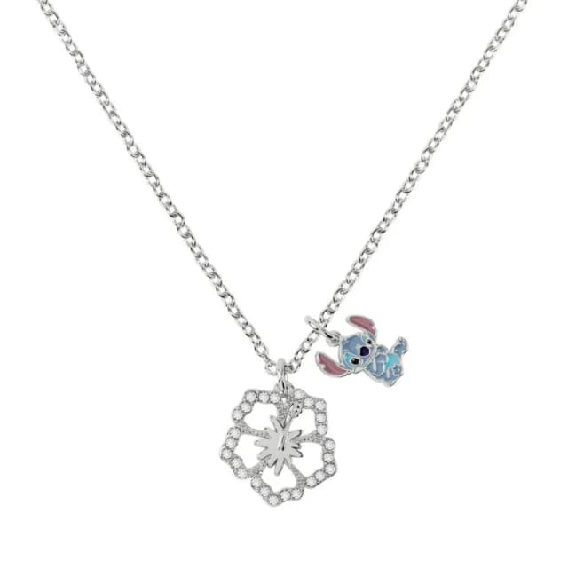 Lilo & Stitch Stitch & Hibiscus Necklace Necklace silver coloured Onesize Women