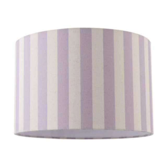 Happy Homewares Lavender Lilac And Oatmeal Linen Striped Lamp Shade With Fabric Inner