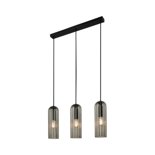 Nordlux Miella Indoor Rail Light Black Glass E27 Fluted - Mains Powered, IP20 Black Unisex