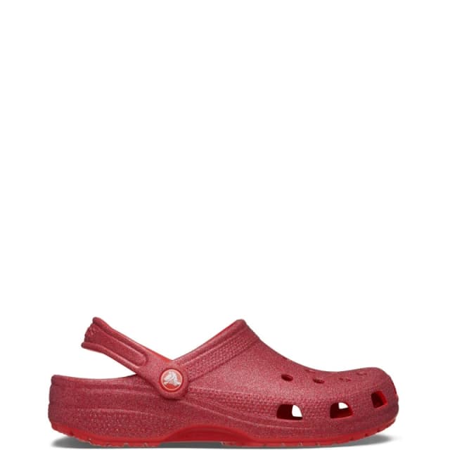 Crocs Womens Classic Glitter Clogs Cherry Red, 7