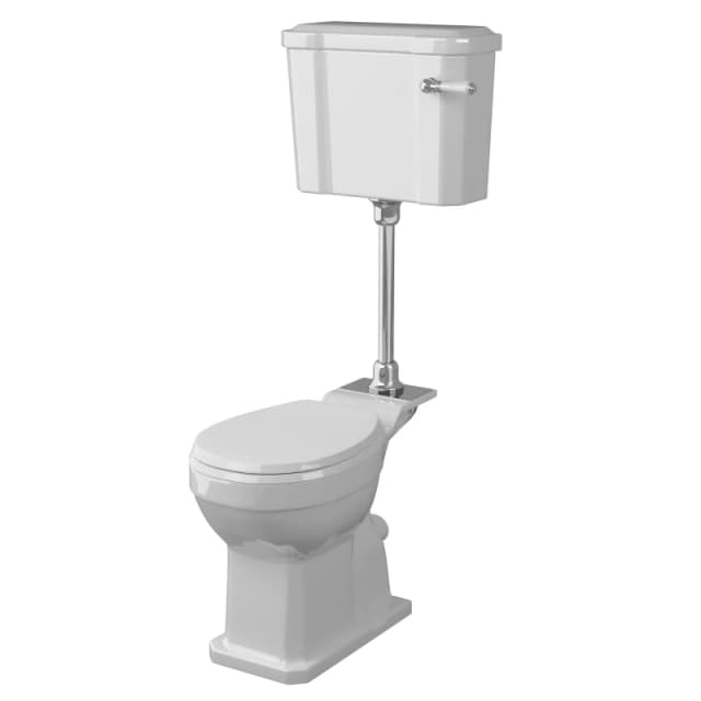 Balterley Traditional Mid Level Toilet Pan, Cistern, Handle & Soft Close Seat in White White Unisex