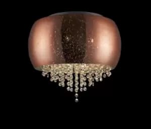Luna 3 Light Flush Ceiling Light Copper Crystal