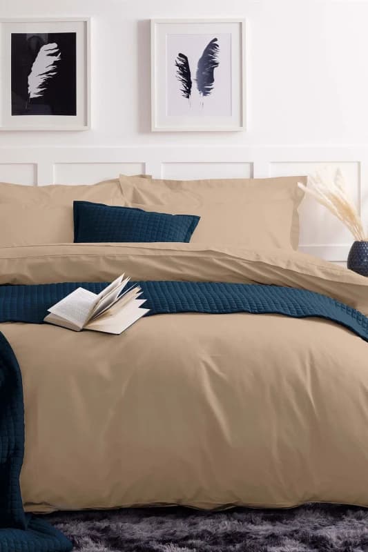 Belledorm Easy Care 200 Thread Count Cotton Polyester Percale Duvet Cover in Yellow Size: King Yellow Unisex King