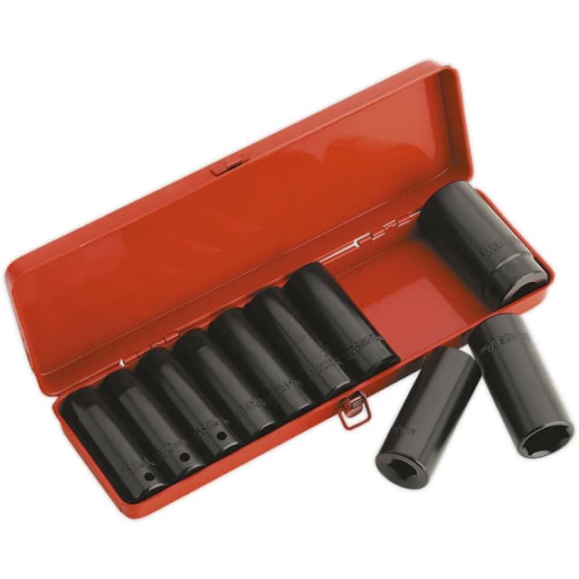 Loops 10 Piece Impact Socket Set - 1/2" Sq Drive - Deep Sockets - Corrosion Resistant Multi