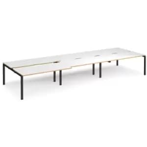 Bench Desk 6 Person Rectangular Desks 4800mm With Sliding Tops White/Oak Tops With Black Frames 1600mm Depth Adapt