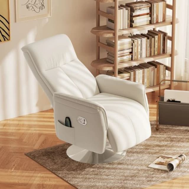 HOMCOM Massage Reclining Chair with Adjustable Backrest, Cream White Cream