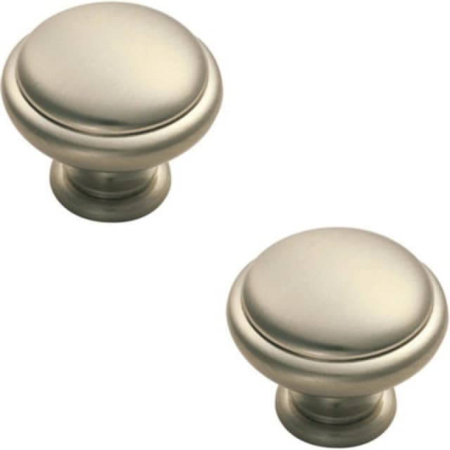 Loops 2x Domed Top Cupboard Door Knob 34mm Diameter Satin Nickel Cabinet Handle Metallics unisex