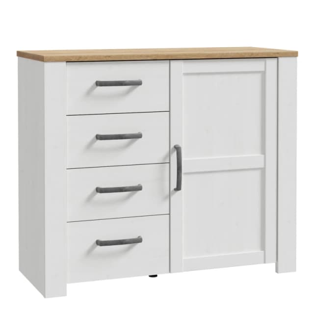 Furniture To Go Bohol 1 Door 4 Drawer Chest in Riviera Oak/White in White White Unisex