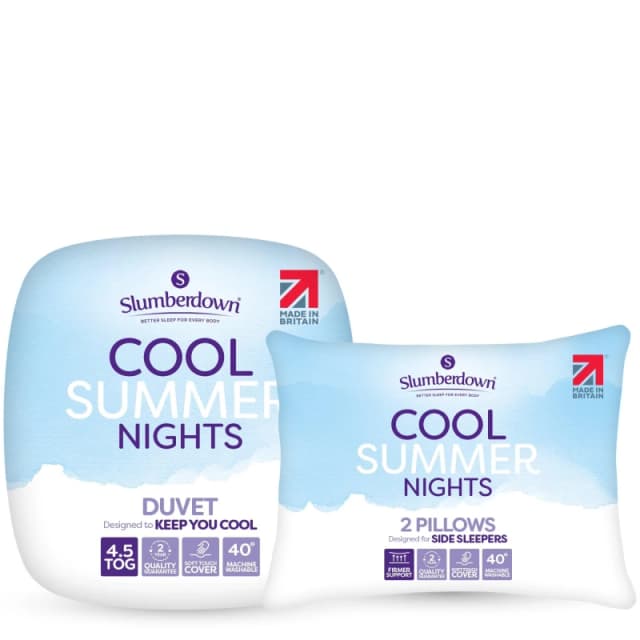 Slumberdown Slumberdown Cool Summer Nights 4.5 Tog Summer Duvet With 2 Firm Support Pillows in White Size: Double White Double Unisex 5060543866865