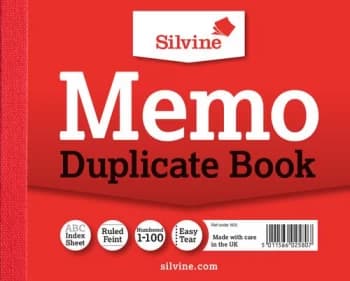Silvine Duplicate Book Ruled 4x5in PK12