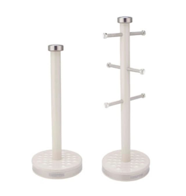 Geepas Argyle Mug Tree And Towel Pole Set, Cream