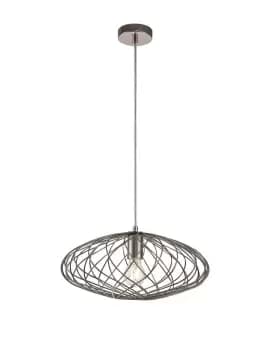 Elliptical Caged Spherical Ceiling Pendant, 1 x E27, Polished Nickel
