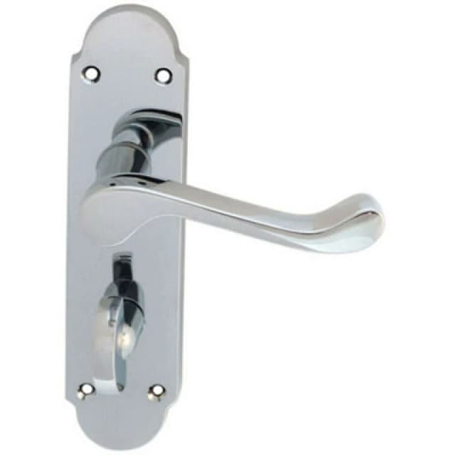 Loops PAIR Victorian Upturned Lever on Bathroom Backplate 170 x 42mm Polished Chrome Multi