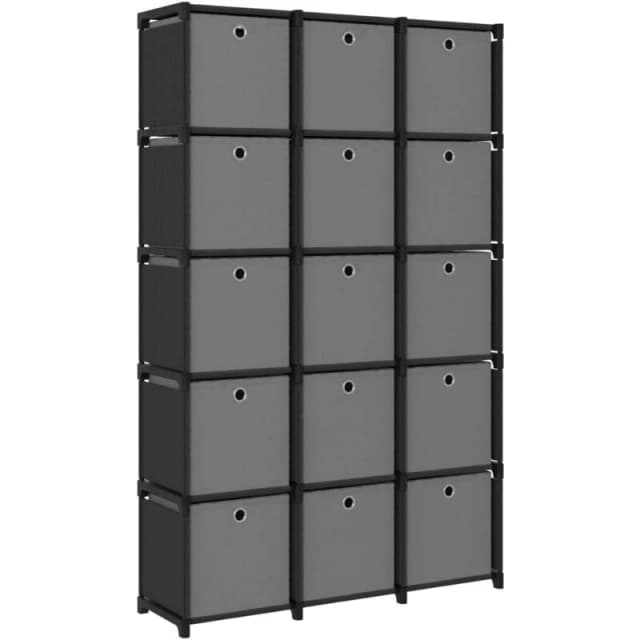 VIDAXL 15-Cube Display Shelf with Boxes Black 103x30x175.5cm Fabric Vidaxl 8720286042762