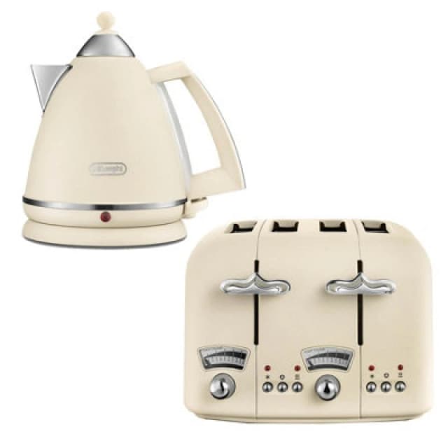 DeLonghi DeLonghi Argento 1.7L Kettle & 4 Slice Toaster Set, Beige DLPK2