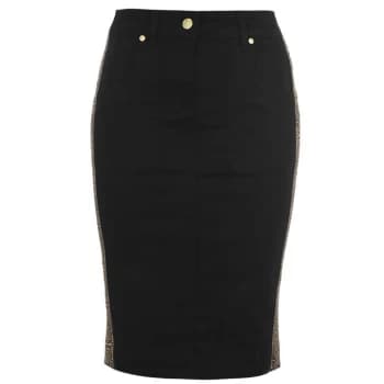 Biba Logo Denim Skirt - Black