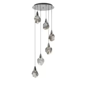 Aquaria 6 Light Cluster Pendant Ceiling Light Chrome, Transparent 3000K 2700Lm