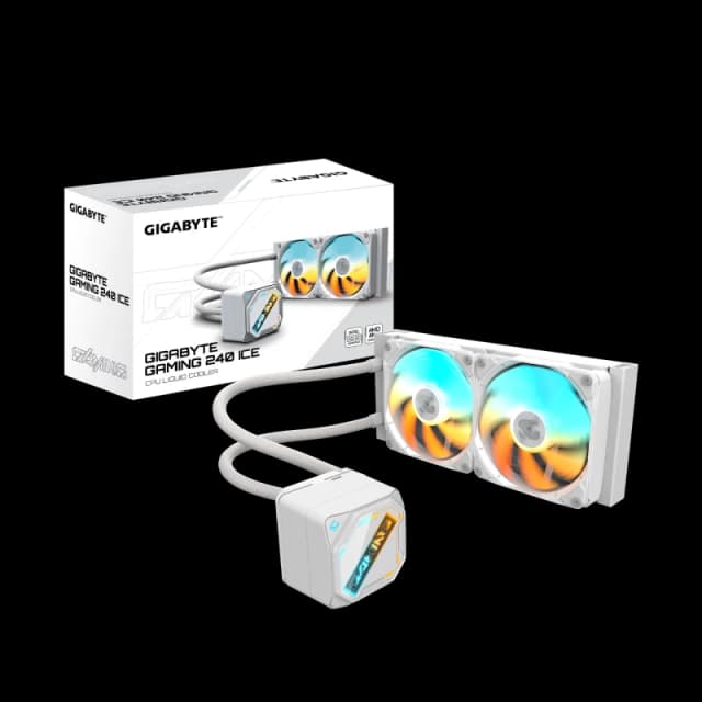Gigabyte GAMING 240 All-in-One Liquid CPU Cooler with 240mm Radiator, Dual ARGB PWM Fans & High-Performance Pump - White - GP-Gigabyte GME 240I