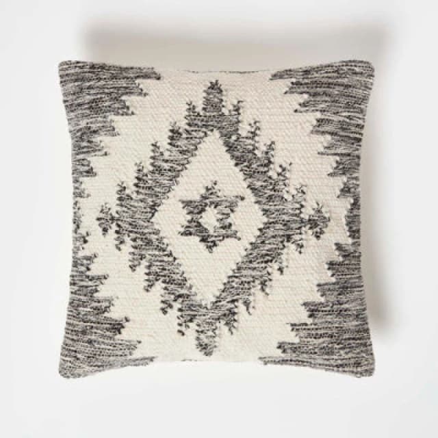 Homescapes Karu Handwoven Geometric Grey Kilim Cushion 45 X 45 Cm