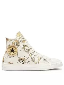 Converse Chuck Taylor All Star Summer Florals Canvas Hi - White/Yellow, Size 3, Women