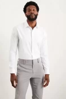 Mens White Slim Fit Textured Performance Shirt