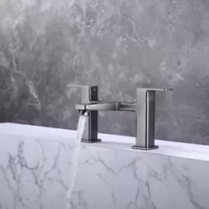 VURTU Barkway Bath Filler, 1/4 Turn, Dual Lever Ceramic Disc, High/ Low Water Pressure, (H) x (W), Gunmetal, 628533