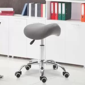 HOMCOM Faux Leather Saddle Stool With Moulded Padded Seat Adjustable Height Grey