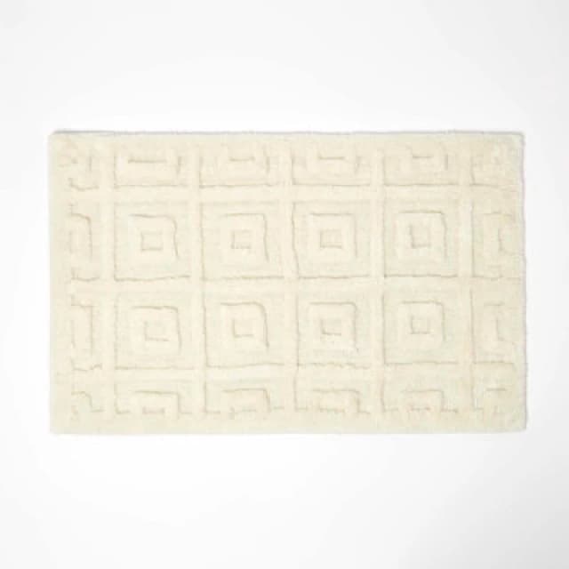 Homescapes 100% Cotton Tufted Tile Bath Mat Beige