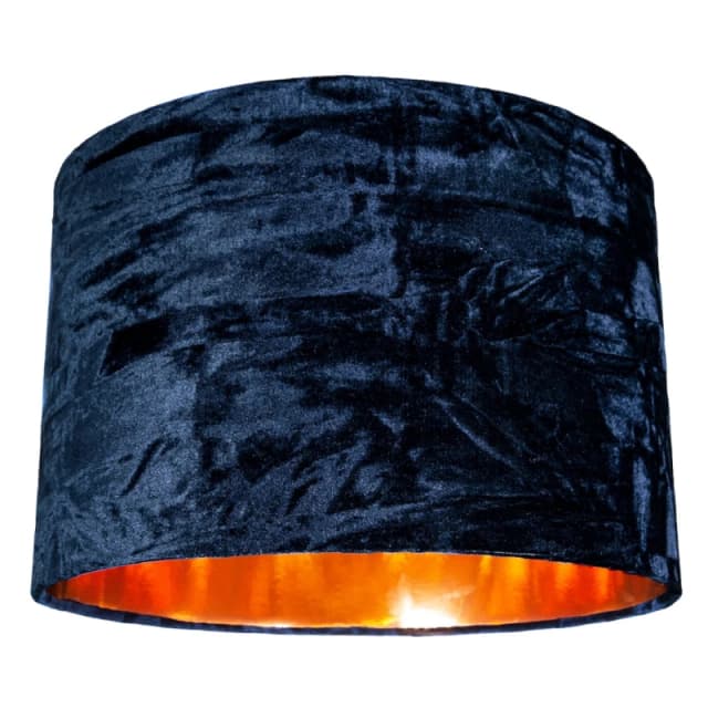 Happy Homewares Modern Crushed Velvet Lamp Shade with Shiny Paper Inner in Midnight Size: 14" Midnight Unisex 14"
