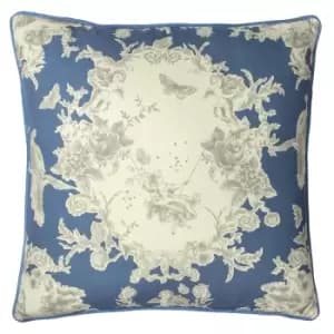 Burford Floral Cushion Slate Blue, Slate Blue / 50 x 50cm / Polyester Filled