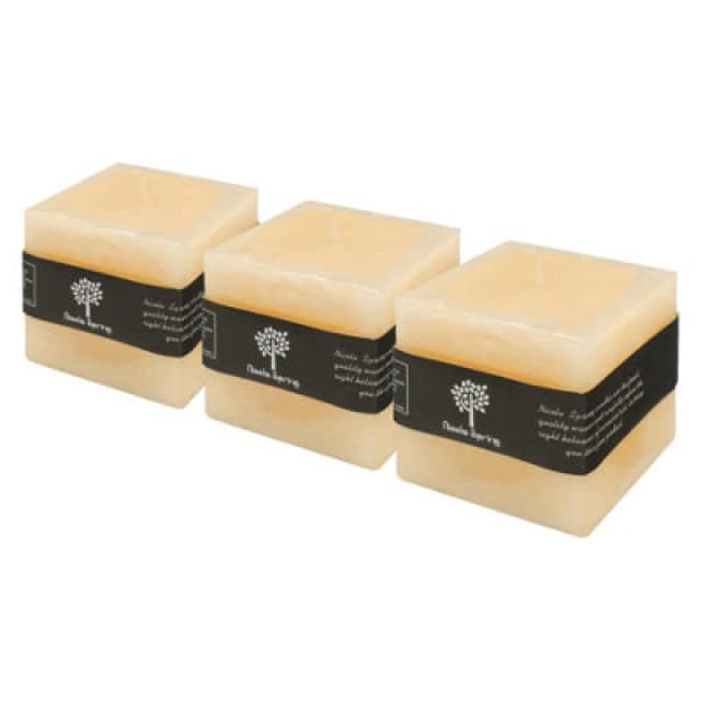 Nicola Spring Square Vanilla Pillar Candles - 120 Hours - Cream - Pack Of 3