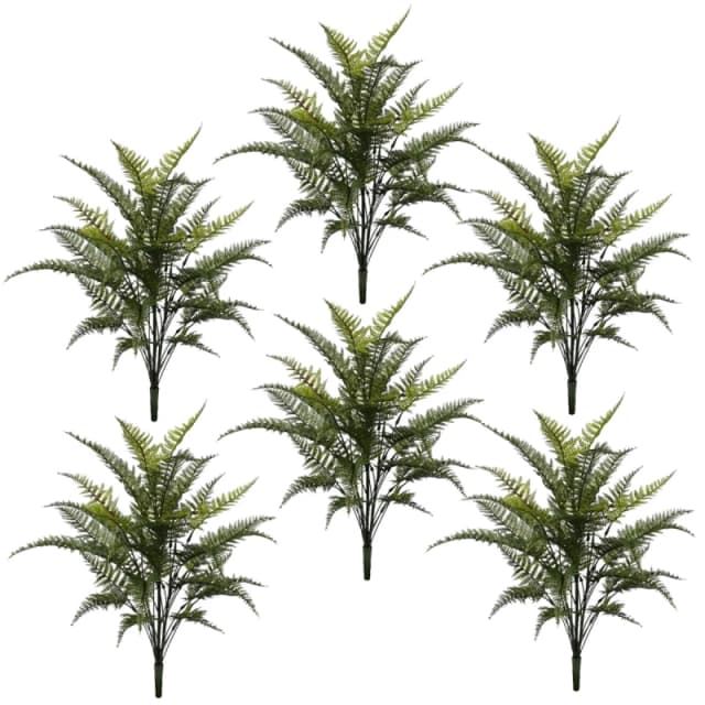 N/A Pack of 6 x 78cm Fire Retardant Artificial Fern Foliage Branch
