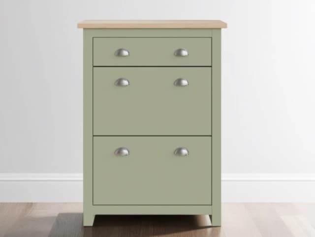 GFW GFW Lancaster Shoe Storage Cabinet - Green & Oak