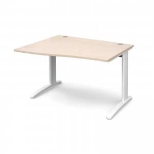 TR10 Left Hand Wave Desk 1200mm - White Frame maple Top