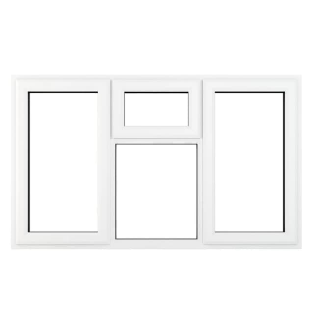 Crystal uPVC Window A Rated Left and Right Hand Side Hung Top Opener over a Fixed Light Centre 1770mm x 1040mm Clear Glazing - White 63WH177010