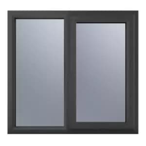 Crystal uPVC Window A Rated Right Hand Side Hung next to a Fixed Light 1190mm x 1115mm Obscure Glazing - Grey