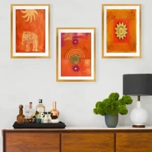 SET_095 Multicolor Decorative Framed Painting (3 Pieces)
