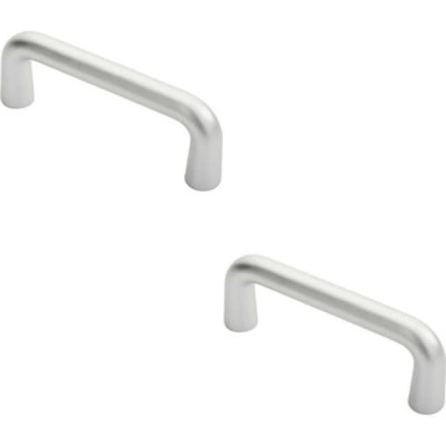 Loops 2x Rounded D Shaped Bar Handle 150 x 19mm Diameter Satin Anodised Aluminium Multi