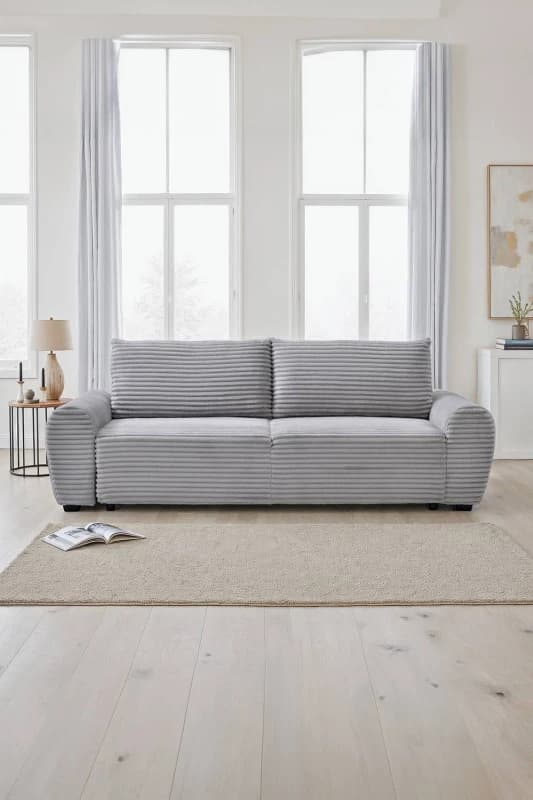 More4Homes Freya 3 Seater Pull Out Jumbo Cord Sofa Bed (Light Grey)