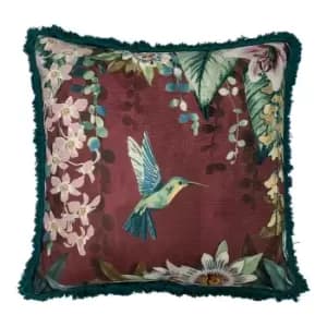 Hanging Garden Floral Cushion Aubergine