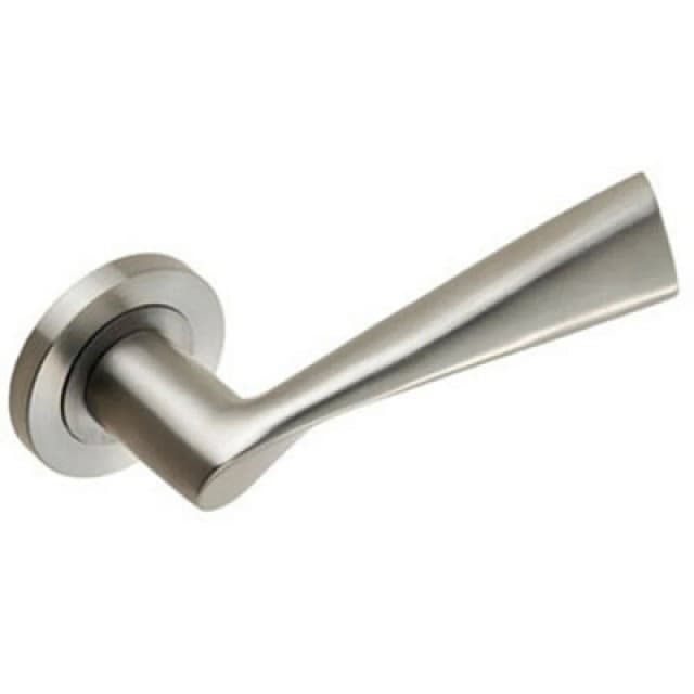 Loops PAIR Angular Design Handle on Round Rose Concealed Fix Satin Stainless Steel Metallics