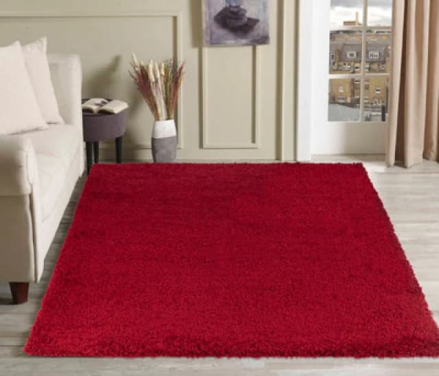 Desire Rugs Plain Living Room Shaggy Area Rugs Red 120X170 Cm