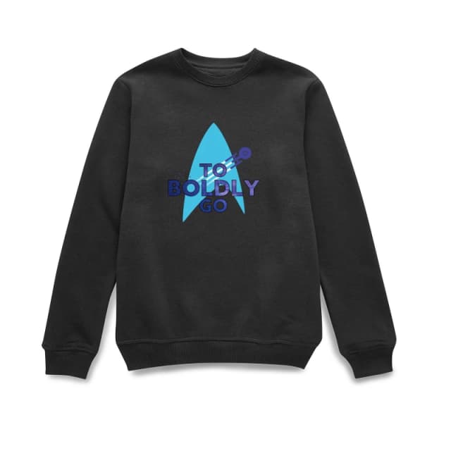 Star Trek Star Trek Official To Boldly Go Sweatshirt in Black Size: large Black L Unisex 5056762880232